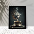 Quadro Decorativo Café Fumaça Mulher 33x24cm Moldura Preta