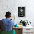 Quadro Decorativo Café Fumaça Mulher 45x34cm Moldura Branca