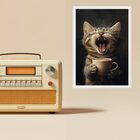 Quadro Decorativo Café - Gatinho Com Sono 45x34cm Moldura Pre