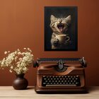 Quadro Decorativo Café - Gatinho Com Sono 45x34cm Moldura Pre