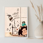 Quadro Decorativo Café - Mafalda 24x18cm - Com Vidro Moldura