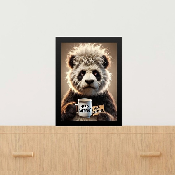 Quadro Decorativo Café Panda - Preciso De Cafeína 24x18cm - C