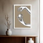 Quadro Decorativo Café Rachuras  - 70x50cm Moldura Branca