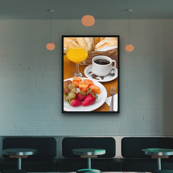 Quadro Decorativo Café Saudável  - 70x50cm Moldura Branca