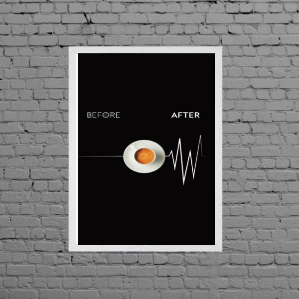 Quadro Decorativo Café Sinal Vital 45x34cm Moldura:madeira Pr