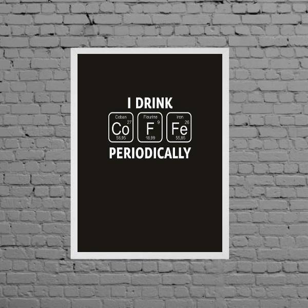 Quadro Decorativo Café Tabela Periódica 33x24cm - Com Vidro M