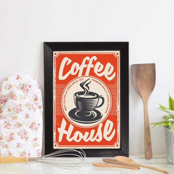 Quadro Decorativo Café Vintage 22x32cm Moldura Preta