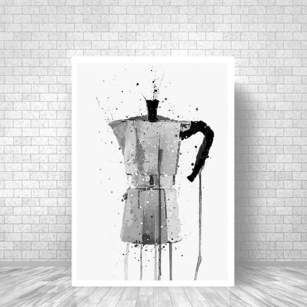 Quadro Decorativo Cafeteira Italiana 33x24cm Moldura:madeira