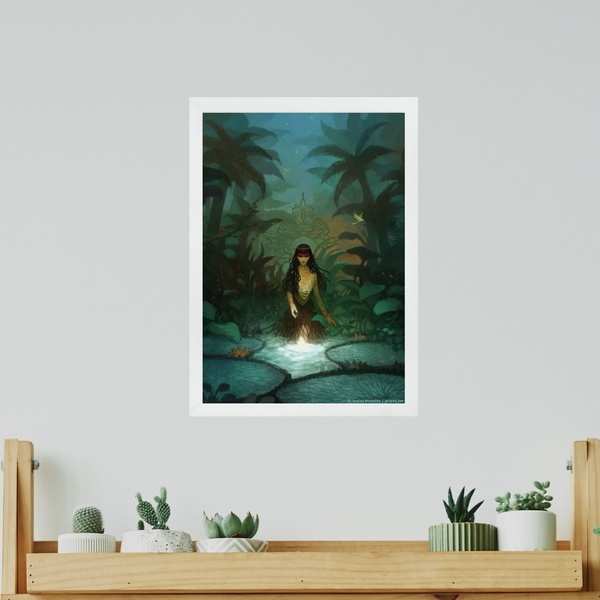 Quadro Decorativo Caipora 24x18cm - Com Vidro Moldura Branca