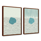 Quadro Decorativo Caixa Alta 2 Un 40x60 Abstrato Azul 1 - Mol