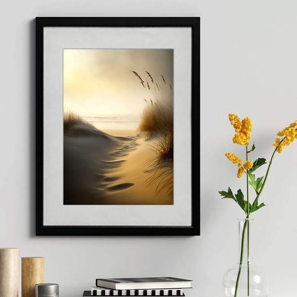 Quadro Decorativo Caminho Da Praia 60x48cm Moldura Preta