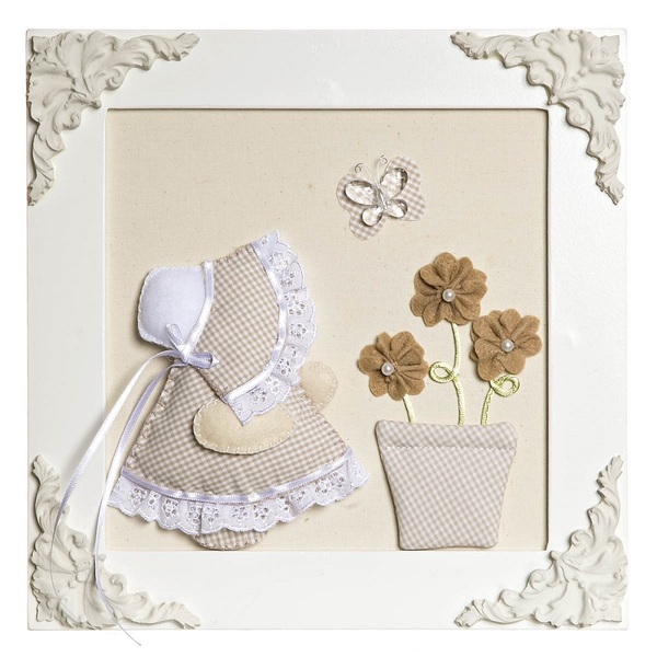 Quadro Decorativo Camponesa Vaso Bege Quarto Bebê Infantil Me