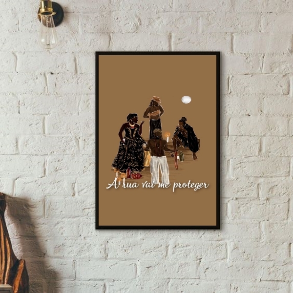 Quadro Decorativo Candomblé - Lua 24x18cm - Com Vidro Moldura