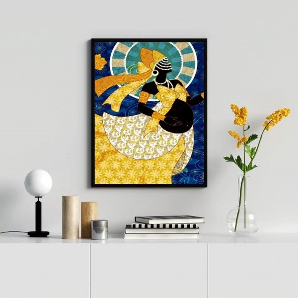 Quadro Decorativo Candomblé Oxum grávida 24x18cm - Com Vidro