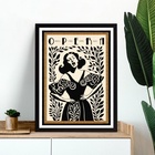 Quadro Decorativo Cantora De Ópera 33x24cm - Com Vidro Moldur