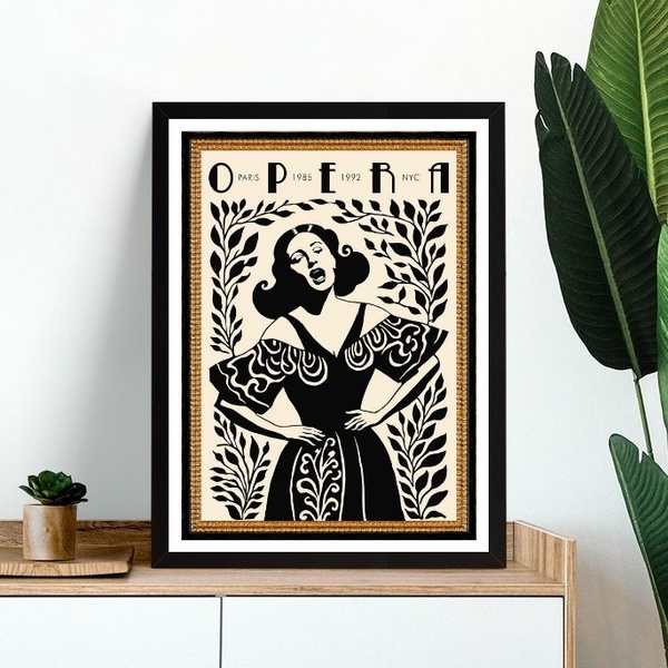 Quadro Decorativo Cantora De Ópera 33x24cm - Com Vidro Moldur