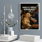 Quadro Decorativo Cão Caramelo No Bar 45x34cm - Com Vidro Mol