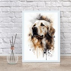 Quadro Decorativo Cão Golden Retriever Aquarela 45x34cm - Com