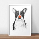 Quadro Decorativo Cão Nariz Vermelho 50X70cm Branco