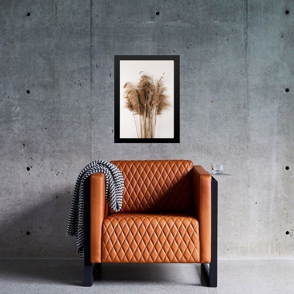 Quadro Decorativo Capim Dos Pampas 33x24cm - Com Vidro Moldur