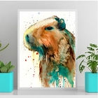 Quadro Decorativo Capivara Aquarela 24x18cm Moldura:madeira P