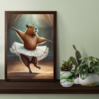 Quadro Decorativo Capivara Bailarina 24x18cm - Com Vidro Mold