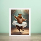 Quadro Decorativo Capivara Bailarina 45x34cm Moldura Preta