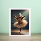 Quadro Decorativo Capivara Balé 33x24cm - Com Vidro Moldura B