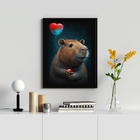 Quadro Decorativo Capivara Com Coração 45x34cm - Com Vidro Mo