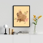 Quadro Decorativo Capivara Desenho 45x34cm - Com Vidro Moldur