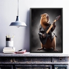 Quadro Decorativo Capivara Do Rock 24x18cm - Com Vidro Moldur