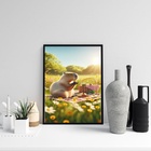 Quadro Decorativo Capivara - Pic Nic 45x34cm - Com Vidro Mold