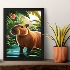 Quadro Decorativo Capivara Tropical 45x34cm - Com Vidro Moldu