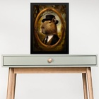 Quadro Decorativo Capivara Vintage 33x24cm - Com Vidro Moldur