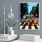 Quadro Decorativo Capivaras Abbey Road 33x24cm Moldura:madeir