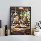 Quadro Decorativo Capivaras Na Cozinha 33x24cm Moldura:madeir