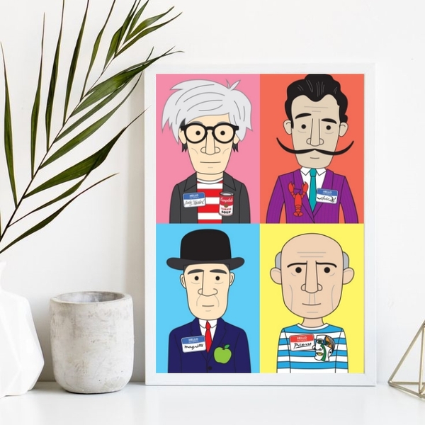 Quadro Decorativo Caricatura Mestres Da pintura 45x34cm Moldu