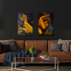 Quadro Decorativo Carpas Douradas Kit 2 Pçs Total 80x60 Cm