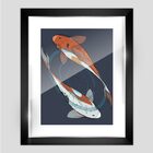 Quadro Decorativo Carpas, Moldura Com Vidro Fine Art