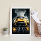 Quadro Decorativo Carro Esportivo Preto E Amarelo 45x34cm Mol