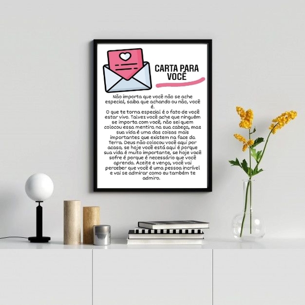 Quadro Decorativo Carta Para Você 33x24cm - Com Vidro Moldura