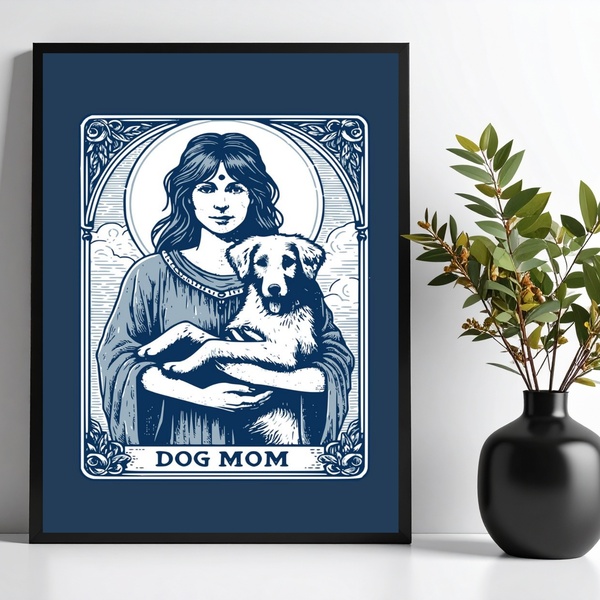Quadro Decorativo Carta Tarot - Dog Mom 24x18cm - Com Vidro M