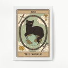 Quadro Decorativo Carta Tarot O Mundo gato 24x18cm Moldura:ma