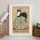 Quadro Decorativo Carta Tarot Roda Da Fortuna gato 45x34cm -