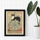 Quadro Decorativo Carta Tarot Roda Da Fortuna gato 45x34cm Mo