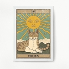 Quadro Decorativo Carta Tarot Sol gato 24x18cm Moldura:madeir