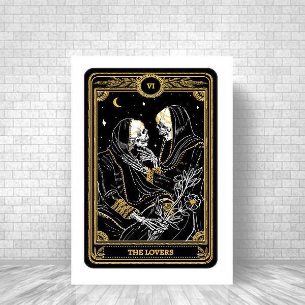 Quadro Decorativo Carta Tarot The Lovers 45x34cm Moldura:made