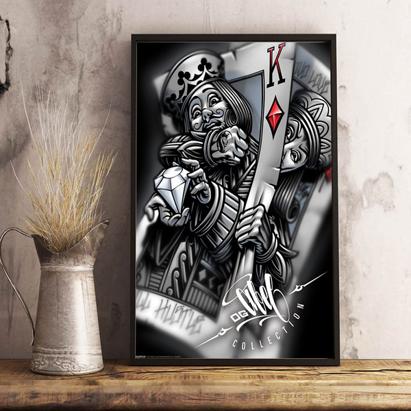 Quadro Decorativo Cartas De Poker Rei K Valete Dama A4