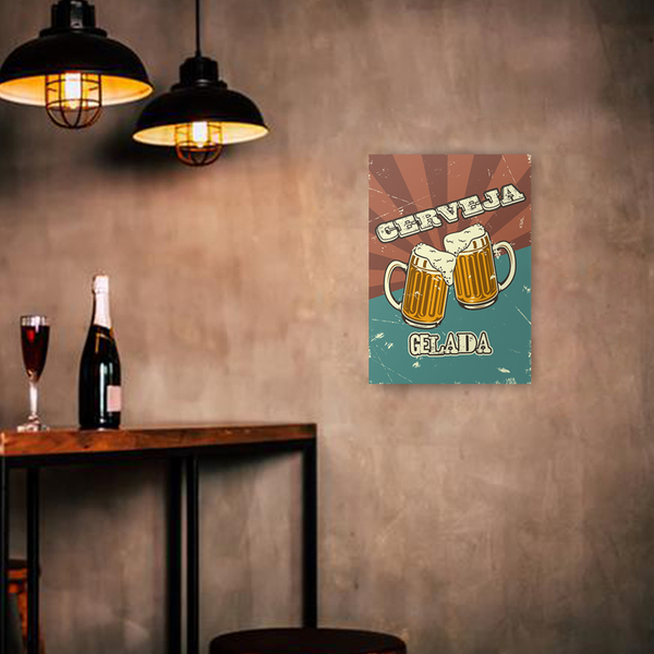 Quadro Decorativo Cartaz Brinde Cerveja Gelada 25x33