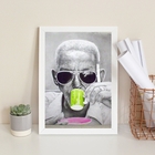 Quadro Decorativo Cartola- Verde E Rosa 24x18cm - Com Vidro M